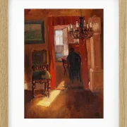 Anna Ancher - Skagen-Interieur mit einem Sonnenstreifen auf dem Boden 1905 | Giclée Kunstdruck gerahmt