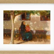 Anna Ancher - Skagens Frau mit der kleinen Helga Ancher auf ihrem Schoß 1889 | Giclée Kunstdruck gerahmt