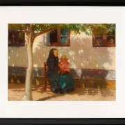 Anna Ancher - Skagens Frau mit der kleinen Helga Ancher auf ihrem Schoß 1889 | Giclée Kunstdruck gerahmt