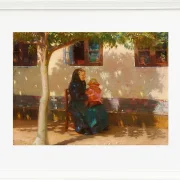 Anna Ancher - Skagens Frau mit der kleinen Helga Ancher auf ihrem Schoß 1889 | Giclée Kunstdruck gerahmt