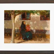 Anna Ancher - Skagens Frau mit der kleinen Helga Ancher auf ihrem Schoß 1889 | Giclée Kunstdruck gerahmt