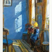 Anna Ancher - Sonnenlicht im blauen Zimmer 1891 | Giclée Kunstdruck gerahmt