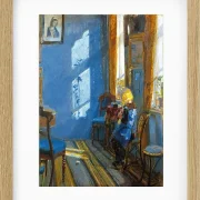 Anna Ancher - Sonnenlicht im blauen Zimmer 1891 | Giclée Kunstdruck gerahmt