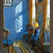 Anna Ancher - Sonnenlicht im blauen Zimmer 1891 | Giclée Kunstdruck gerahmt