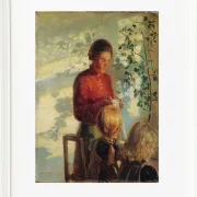 Anna Ancher - Zwei kleine Mädchen lernen das Nähen 1910 | Giclée Kunstdruck gerahmt