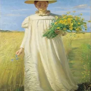 Anna Ancher kehrt vom Feld zurück – 1902