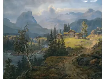 Ansicht der Øylo Farm, Valdres 1846