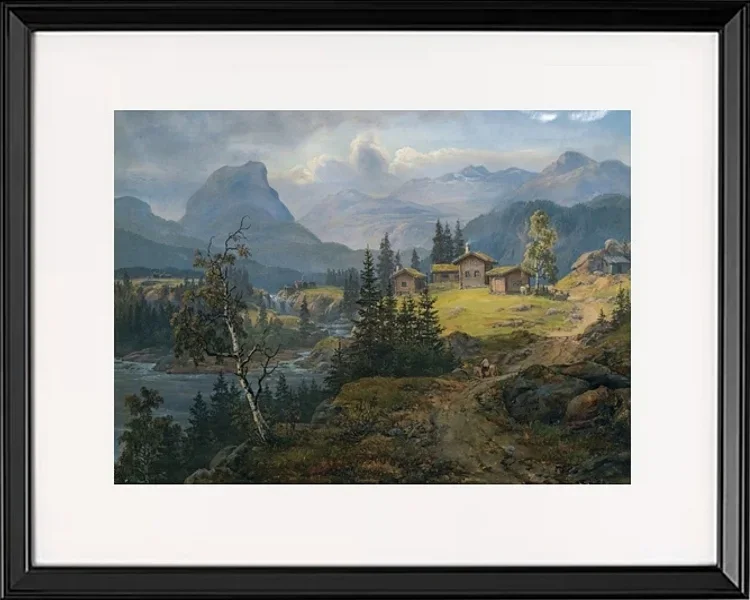 Ansicht der Øylo Farm, Valdres 1846