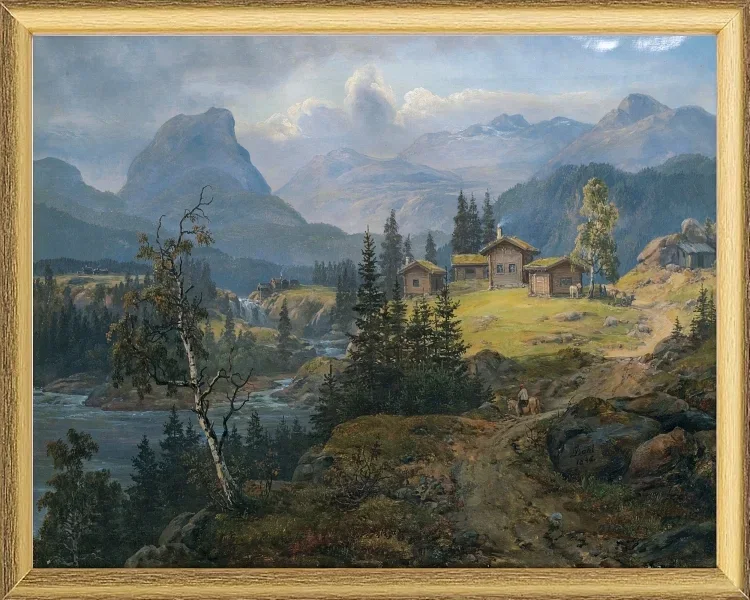 Ansicht der Øylo Farm, Valdres 1846