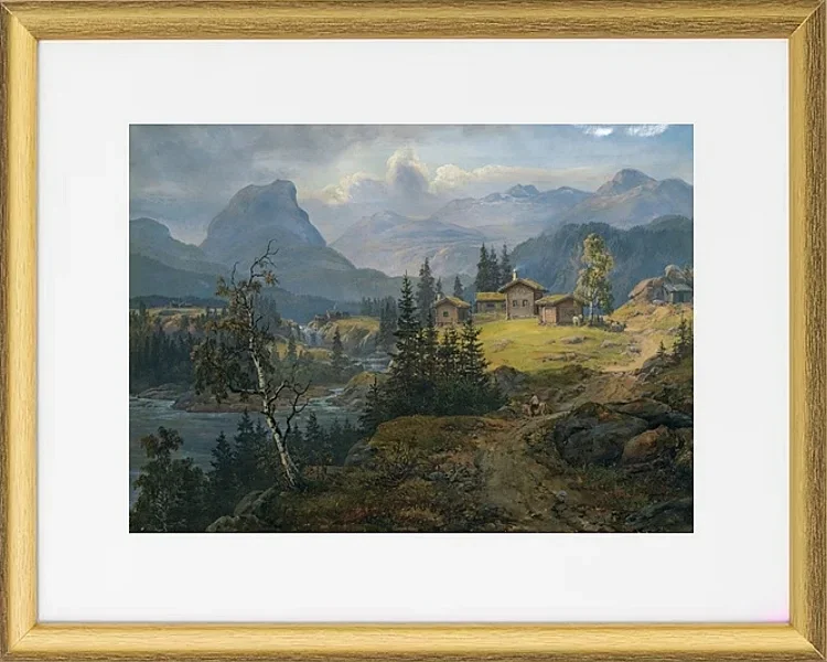 Ansicht der Øylo Farm, Valdres 1846