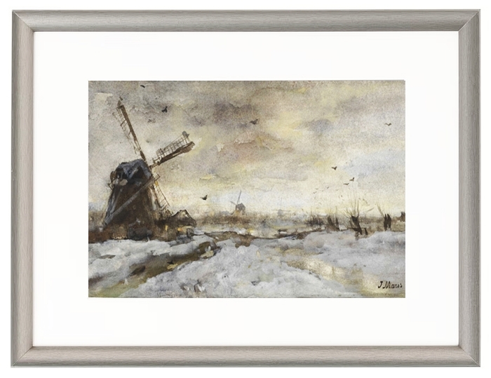 Landscape with a windmill in the snow - 1847