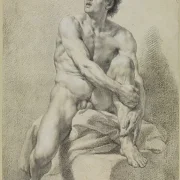 Anton Raphael Mengs | Siddende mandlig nøgen - 1759 | Indrammet kunsttryk | Klassicisme | formida