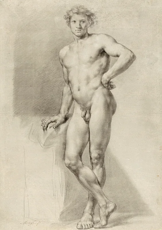 Anton Raphael Mengs | Mandlig nøgenstudie - 1770 | Indrammet kunsttryk | Klassicisme | formida