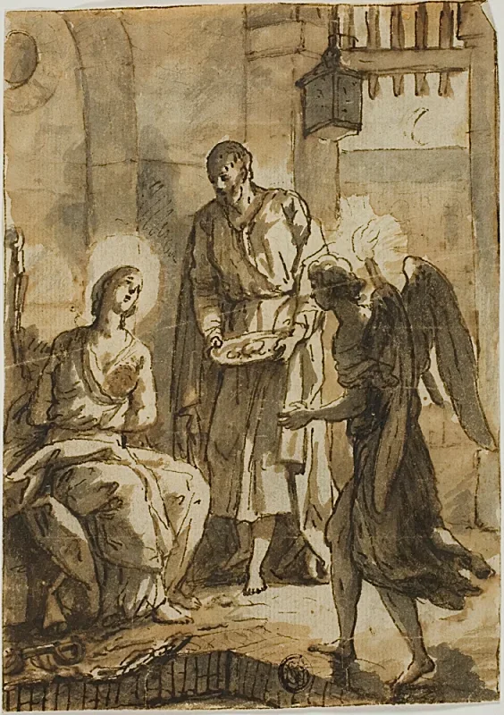 Anton Raphael Mengs | Sankt Peter besøger Sankt Agatha i fængslet - 1774 | Indrammet kunsttryk | Klassicisme | formida