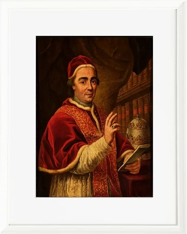 Anton Raphael Mengs – Porträt von Papst Clemens XIII  1757 | Giclée Kunstdruck gerahmt
