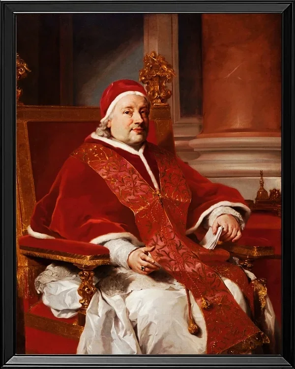 Anton Raphael Mengs – Porträt von Papst Clemens XIII  1760 | Giclée Kunstdruck gerahmt