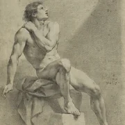 Anton Raphael Mengs | Sitzender männlicher Akt, schräg nach rechts - 1759 | Gerahmter Kunstdruck | Klassizismus | formida