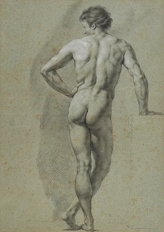 Anton Raphael Mengs | Stehender Rückenakt - 1759 | Gerahmter Kunstdruck | Klassizismus | formida