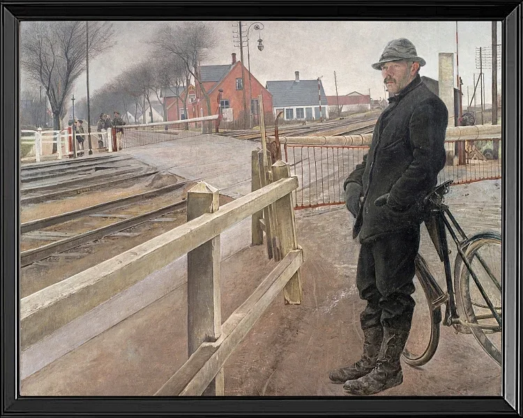 Auf den Zug warten. Bahnübergang Roskilde - 1914
