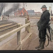 Auf den Zug warten. Bahnübergang Roskilde - 1914