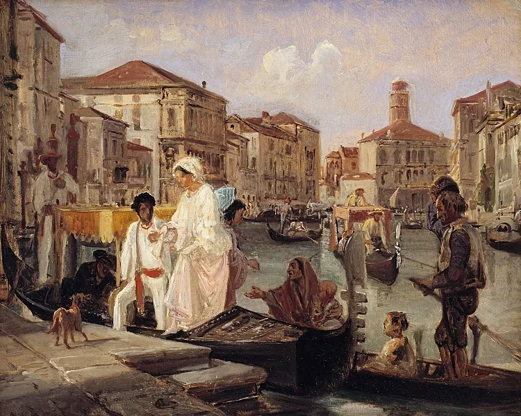 Ausstieg aus einer Gondel in Venedig – 1852