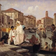 Ausstieg aus einer Gondel in Venedig – 1852