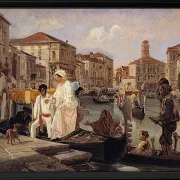 Ausstieg aus einer Gondel in Venedig – 1852
