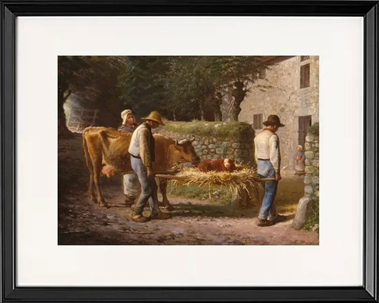 Bauern bringen ein auf dem Feld geborenes Kalb nach Hause – 1864