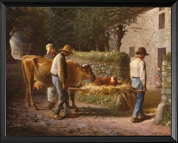 Bauern bringen ein auf dem Feld geborenes Kalb nach Hause – 1864