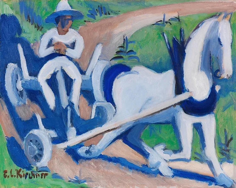 Bauernwagen mit Pferd - 1922