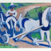 Bauernwagen mit Pferd - 1922