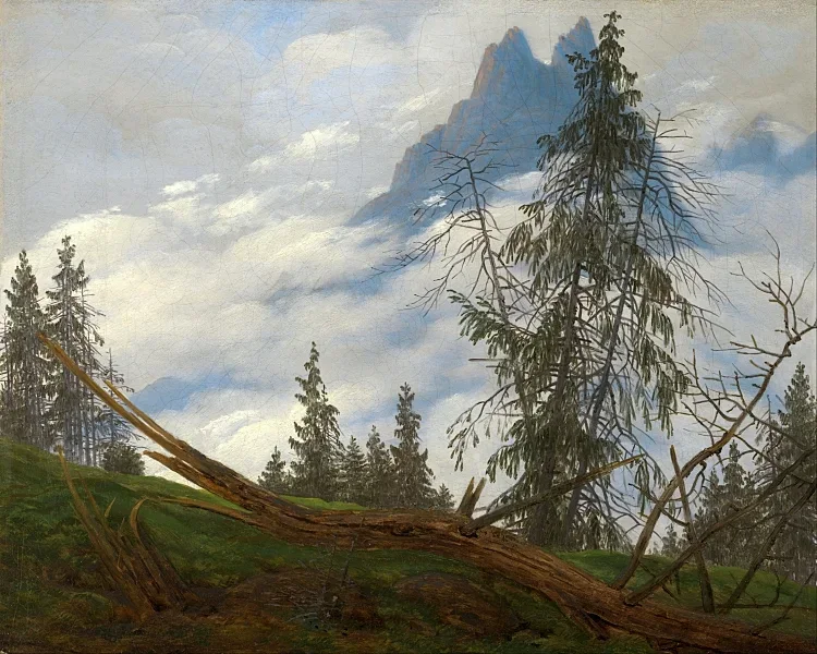 Berggipfel mit ziehenden Wolken  - 1835