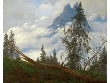 Berggipfel mit ziehenden Wolken  - 1835