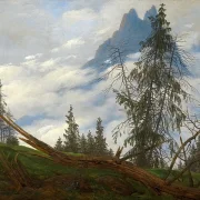 Berggipfel mit ziehenden Wolken  - 1835