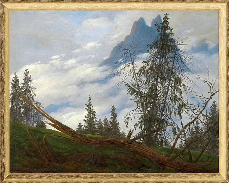 Berggipfel mit ziehenden Wolken  - 1835