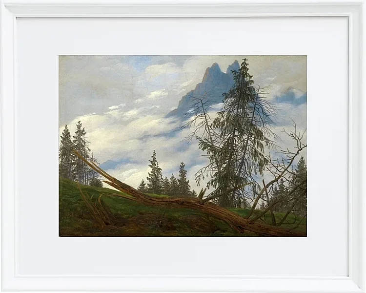 Berggipfel mit ziehenden Wolken  - 1835