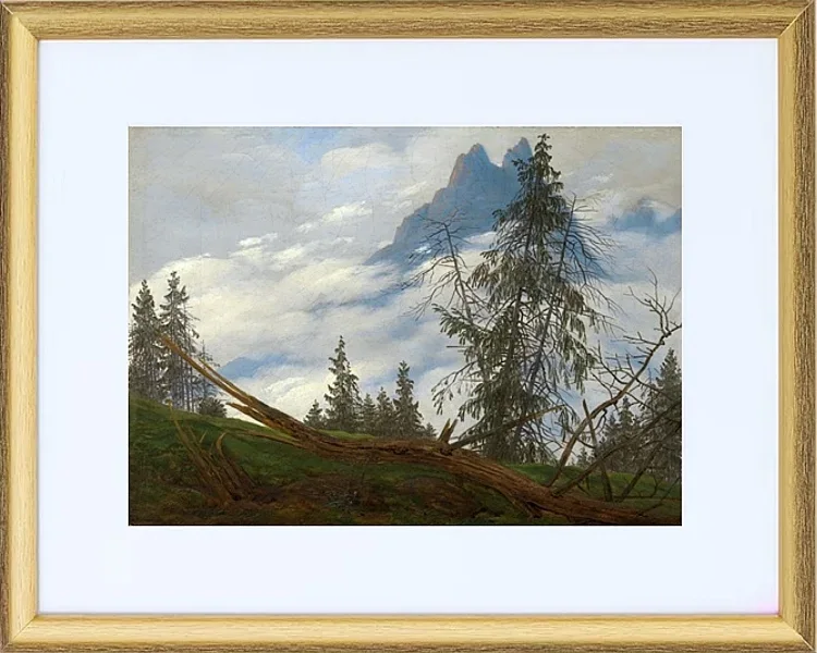 Berggipfel mit ziehenden Wolken  - 1835