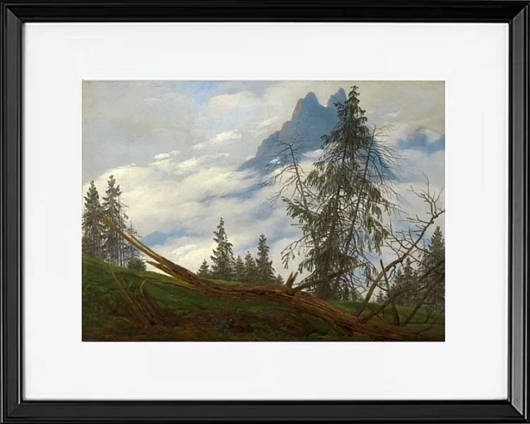 Berggipfel mit ziehenden Wolken  - 1835