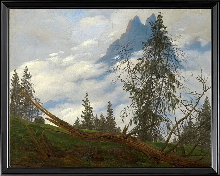 Berggipfel mit ziehenden Wolken  - 1835