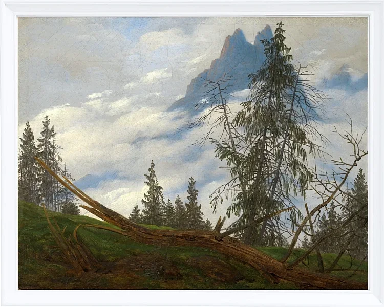Berggipfel mit ziehenden Wolken  - 1835