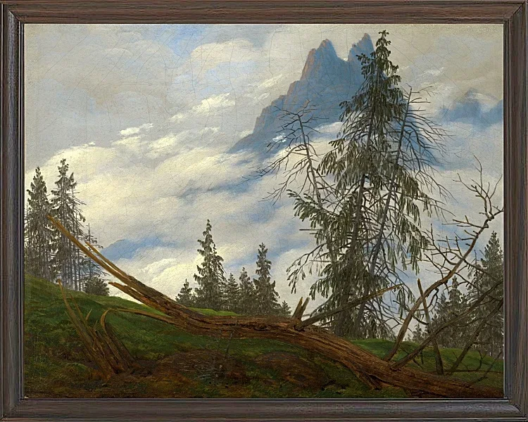 Berggipfel mit ziehenden Wolken  - 1835