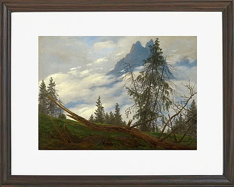 Berggipfel mit ziehenden Wolken  - 1835