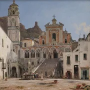Udsigt over pladsen i Amalfi - 1834