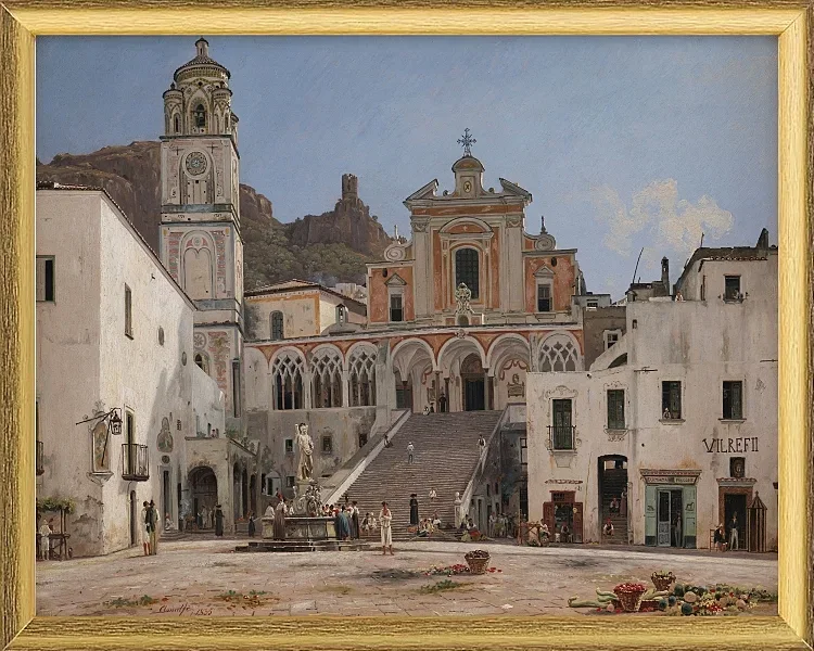 Udsigt over pladsen i Amalfi - 1834