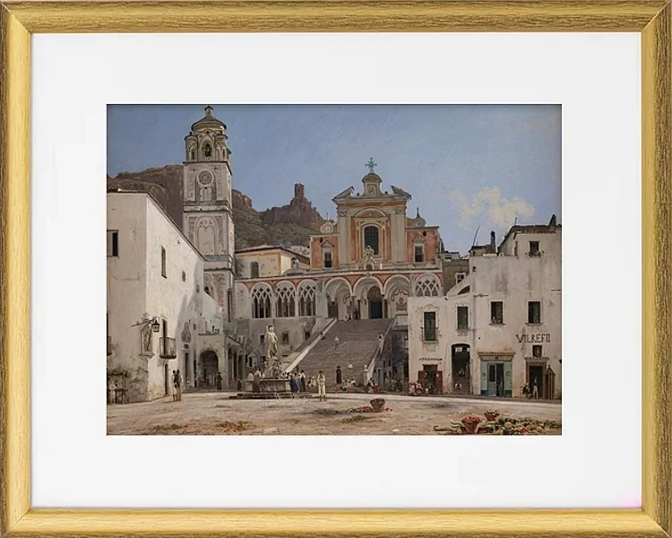 Udsigt over pladsen i Amalfi - 1834