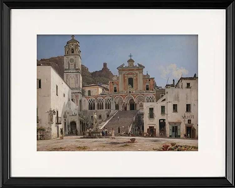 Udsigt over pladsen i Amalfi - 1834