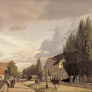 Blick auf eine Straße in Østerbro außerhalb von Kopenhagen, Morgenlicht - 1836