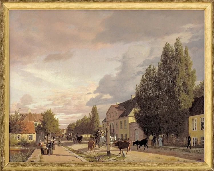 Blick auf eine Straße in Østerbro außerhalb von Kopenhagen, Morgenlicht - 1836