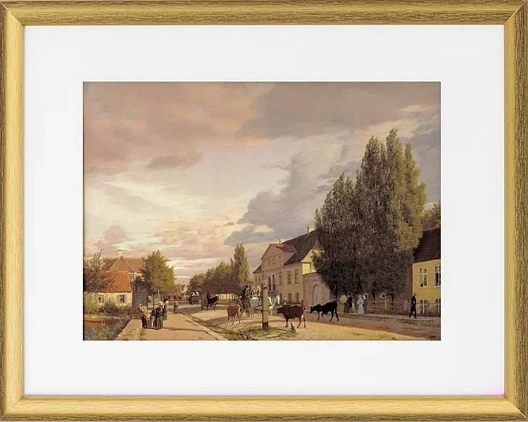 Blick auf eine Straße in Østerbro außerhalb von Kopenhagen, Morgenlicht - 1836
