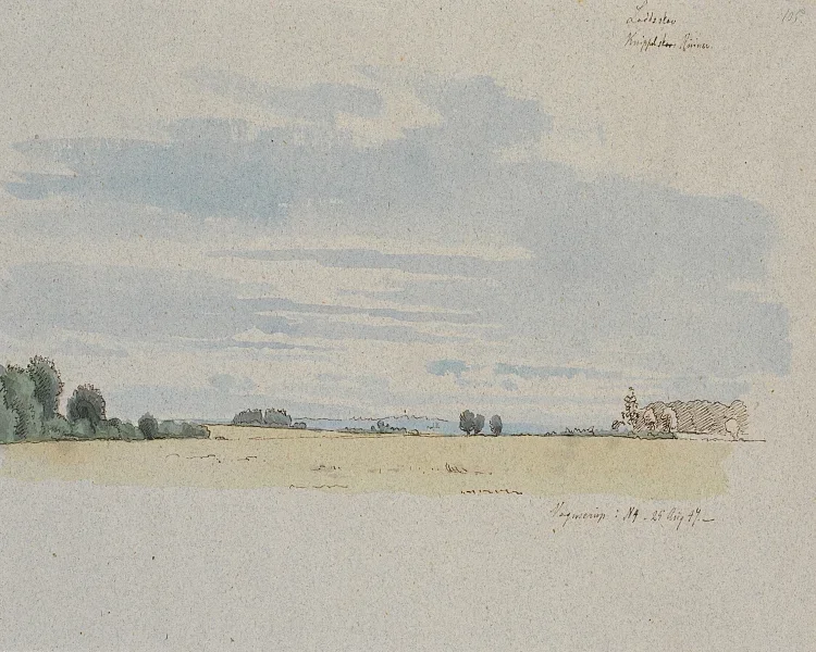 Blick über Felder in Richtung Wald – 1847